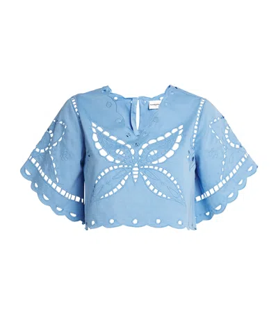 CLAUDIE PIERLOT COTTON BRODERIE ANGLAISE CROP TOP