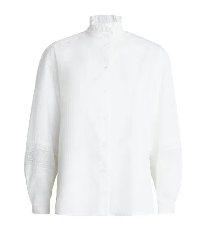 Claudie Pierlot Cotton Broderie Anglaise-trim Shirt In White