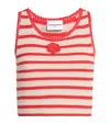 Claudie Pierlot Womens Roses Striped Cotton Knitted Tank Top