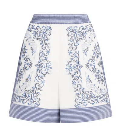 Claudie Pierlot Cotton Cross-stitch Shorts In Multi