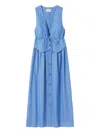 Claudie Pierlot Cotton Waistcoat Maxi Dress In Blue