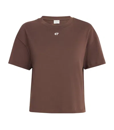 Claudie Pierlot Cotton Embroidered Monogram T-shirt In Brown