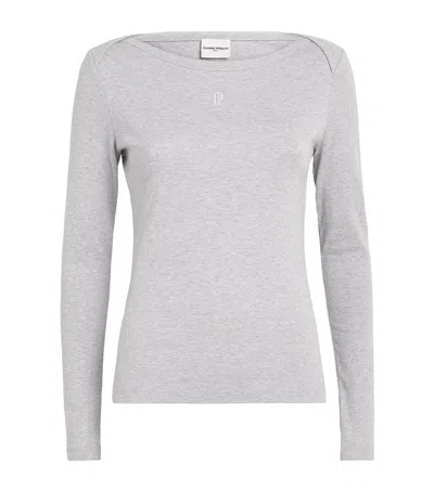 Claudie Pierlot Cotton Long-sleeve T-shirt In Gray