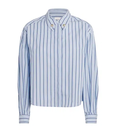 Claudie Pierlot Cotton Oversized Stripe Shirt In Blue