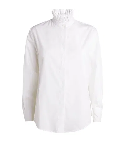 Claudie Pierlot Cotton Ruffle-neck Shirt In Neutral