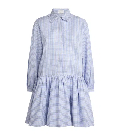 Claudie Pierlot Cotton Shirt Mini Dress In Blue