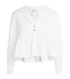 Claudie Pierlot Cotton Smocked Blouse In Neutral