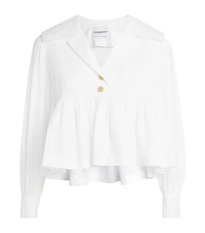Claudie Pierlot Cotton Smocked Blouse In White