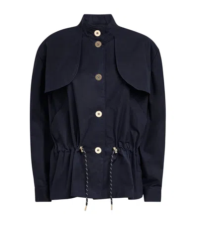 Claudie Pierlot Cotton Waxed Gabardine Jacket In Blue
