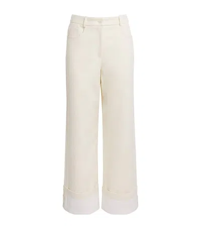Claudie Pierlot Cotton Wide-leg Trousers In White