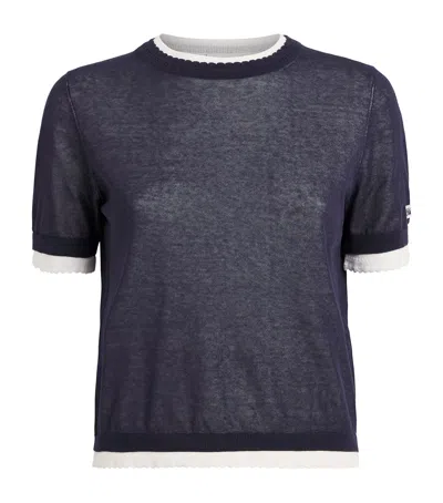 Claudie Pierlot Cotton-blend Contrast-knit Sweater In Blue