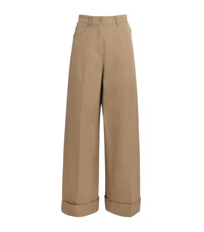 Claudie Pierlot Cotton-blend Wide-leg Trousers In White