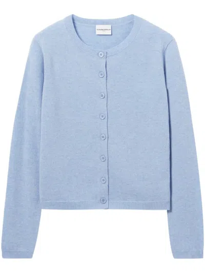 Claudie Pierlot Cp-embroidered Wool Cardigan In Blue