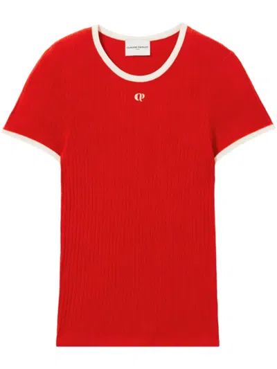 Claudie Pierlot Cp Fine-knit T-shirt In Rouges