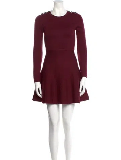 Pre-owned Claudie Pierlot Crew Neck Mini Dress In Burgundy