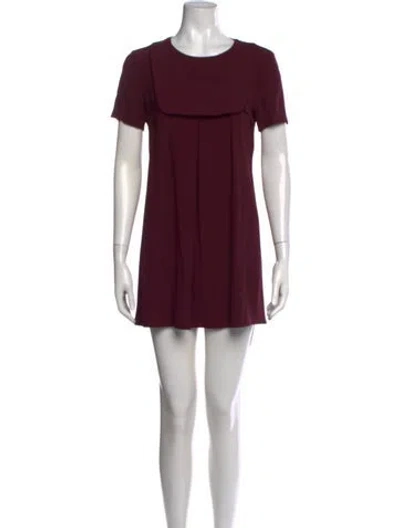 Pre-owned Claudie Pierlot Crew Neck Mini Dress In Burgundy
