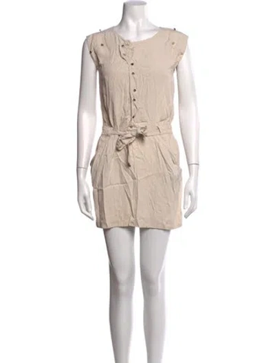 Pre-owned Claudie Pierlot Crew Neck Mini Dress In Neutrals