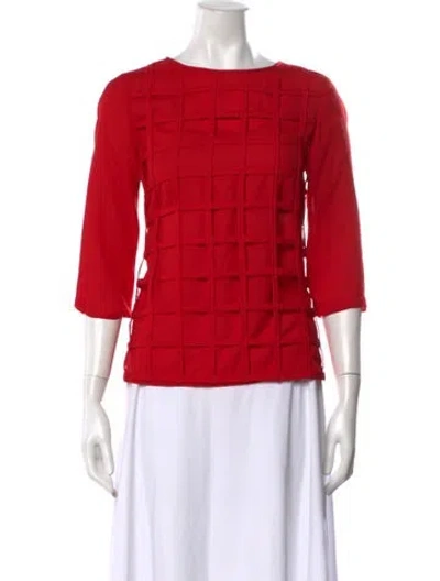 Pre-owned Claudie Pierlot Crew Neck Three-quarter Sleeve Top In Red