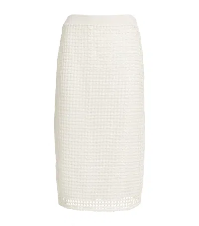 Claudie Pierlot Crochet Mesh Midi Skirt In Neutral
