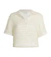 Claudie Pierlot Mesh Crochet Polo Top In Neutral