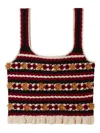Claudie Pierlot Womens Divers Flower-embroidered Wide-strap Crochet Top In Multi