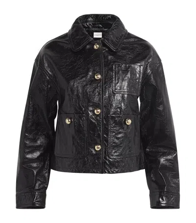 Claudie Pierlot Cropped Leather Jacket In Black