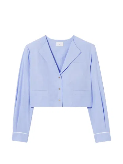 Claudie Pierlot Cropped Long-sleeve Shirt In Blue