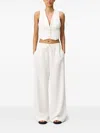 Claudie Pierlot Womens Naturels Drawstring-waist Straight-leg Woven Trousers In White
