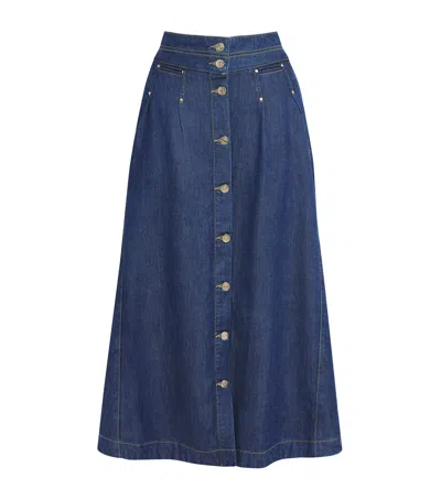 Claudie Pierlot Denim Midi Skirt In Blue