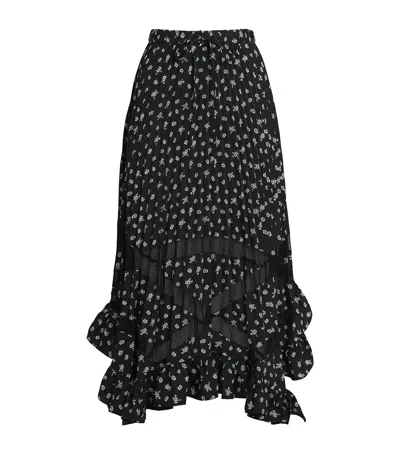 Claudie Pierlot Ditsy Pleated Midi Skirt In Black