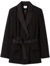 Claudie Pierlot Womens  Lapel-collar Tie-waist Woven Blazer In Blue