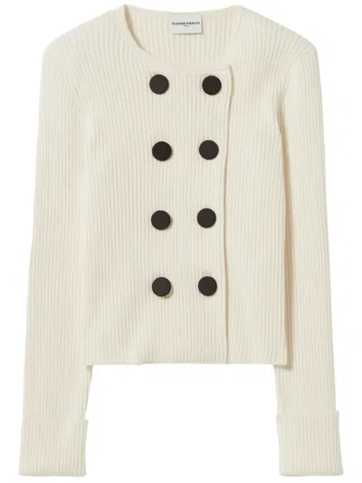 Claudie Pierlot Double-breasted Cardigan In Neutrals