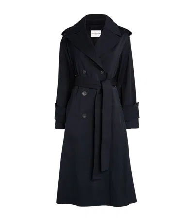 Claudie Pierlot Double-breasted Trench Coat In Blue