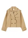 Claudie Pierlot Womens Camel Open-collar Relaxed-fit Short Cotton Trench Jacket In Nude