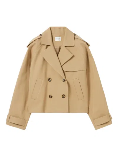 Claudie Pierlot Double-breasted Trench Jacket In Neutral