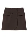 Claudie Pierlot Double-breasted Wool Miniskirt In Brown