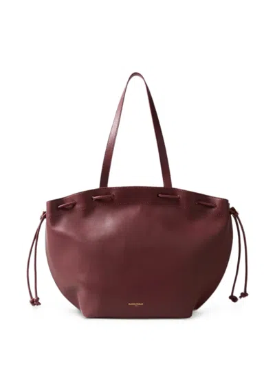 Claudie Pierlot Drawstring Leather Tote Bag In Burgundy