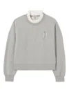 Claudie Pierlot Womens Mottled Grey Branded Victorian-collar Cotton-blend Sweatshirt In Gray