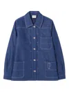 Claudie Pierlot Womens Blue Denim Logo-embroidered Relaxed-fit Denim Jacket In Blue
