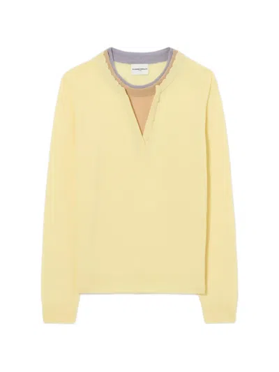 Claudie Pierlot Embroidered Scallop-trim Sweater In Yellow