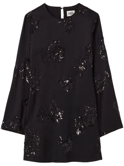 Claudie Pierlot Embroidered Sequins Mini Dress In Black