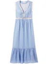 Claudie Pierlot Embroidered-trim Maxi Dress In Blue