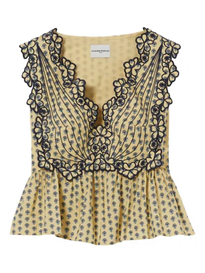 Claudie Pierlot Embroidery. Blouse In Yellow