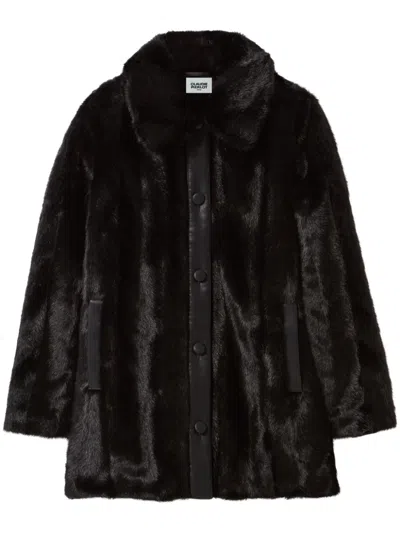 Claudie Pierlot Faux-fur Coat In Noir / Gris