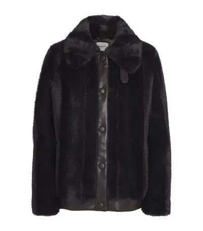 Claudie Pierlot Faux Fur Coat In Brown