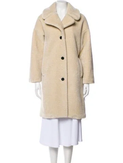 Pre-owned Claudie Pierlot Faux Fur Coat In Neutral