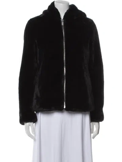 Pre-owned Claudie Pierlot Faux Fur Jacket In Black