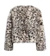 Claudie Pierlot Womens Leopard Round-neck Faux-fur Coat In Multi