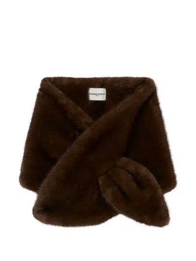 Claudie Pierlot Faux Fur Scarf With Slit In Brown