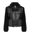 Claudie Pierlot Womens Black Grey Contrast-collar Mixed-material Jacket In Black